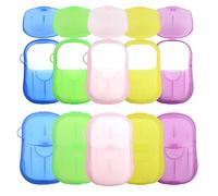 CIOUYAOS 10 Boxes (500 sheets) Portable Hand Soap Flakes, Travel Paper Soap Sheets for Hand Washing, Disposable Laundry Clothes Soap Leaves for Traveling Hiking Campin