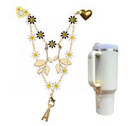 Cipahola Layering Chain Charms for Stanley Cups - A-Z Charms with Daisy Design for Stanley Cup Accessories - Black and White Style, Alloy, No Gemstone