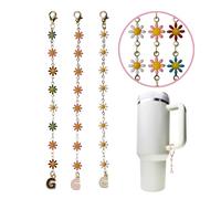 CIPARHOLA Letter Charms 3PCS for Stanley Cups, Stanley Charms A-Z with Daisy Design for Cup Accessories, Enamel, No Gemstone