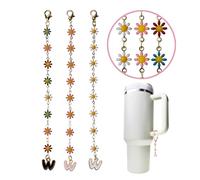 CIPARHOLA Letter Charms 3PCS for Stanley Cups, Stanley Charms A-Z with Daisy Design for Cup Accessories, Enamel, No Gemstone