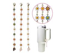 CIPARHOLA Letter Charms 3PCS for Stanley Cups, Stanley Charms A-Z with Daisy Design for Cup Accessories, Enamel, No Gemstone