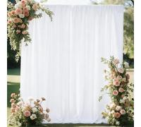 CIPAZEE 10x10FT White Curtains Backdrop for Parties, Wrinkle Free White Photo Backdrop Curtains Drapes for Party Birthday Wedding Decoration Photography,5ft x 10ft, 2 Panels