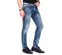 Cipo & Baxx Men's Jeans - Comfortable Straight Fit Jeans Trousers with Distinctive Contrast Stitching, Durable Men's Casual Trousers in Modern and Detailed Design, Cd319, 30W x 32L
