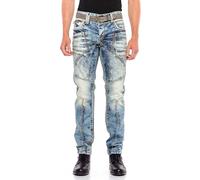 Cipo & Baxx Men's Jeans - Comfortable Straight Fit Jeans Trousers with Distinctive Contrast Stitching, Durable Men's Casual Trousers in Modern and Detailed Design, Cd535 Blue, 44W x 34L