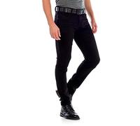 Cipo & Baxx Men's Jeans - Straight Fit with Fashionable Washes, Stitching & Distressed Look Details, Regular Denim, Cd319a Black, 34 W/36 L