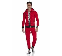 Cipo & Baxx Men's Jogging Suit Series - Two Piece Set of Hooded Jacket and Jogging Bottoms with Sporty Design and High for Everyday and Leisure, CLR131 Red, S