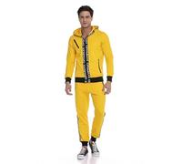 Cipo & Baxx Men's Jogging Suit Series - Two Piece Set of Hooded Jacket and Jogging Bottoms with Sporty Design and High for Everyday and Leisure, CLR131 Yellow, S