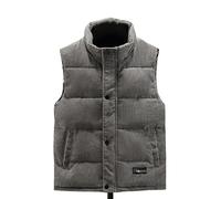 CIPPRO Corduroy Gilet Men Quilted Padded Gilet Jacket Winter Stand Collar Body Warmer Thick Windproof Outwear Multiple Pockets Sleeveless Jacket Coat For Hiking Fishing Grey Xxl
