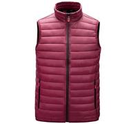 CIPPRO Men'S Quilted Padded Gilet Jacket Packable Lightweight Gilet Stand Collar Body Warmer Windproof Sleeveless Jacket Casual Outdoor Quilted Puffer Vest Bomber Jackets Burgundy Red Xxl