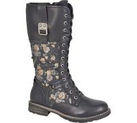 Cipriata ABELA L755 Ladies Floral Memory Foam Faux Fur High Leg Inside Zip Lace Up Boots