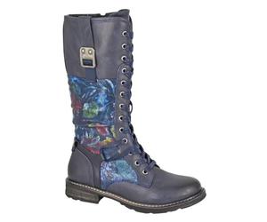 Cipriata ABELA L755 Ladies Floral Memory Foam Faux Fur High Leg Inside Zip Lace Up Boots