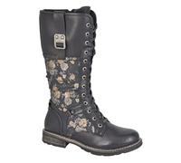 Cipriata ABELA L755 Ladies Floral Memory Foam Faux Fur High Leg Inside Zip Lace Up Boots (Black/Floral, 5, UK Footwear Size System, Adult, Women, Numeric, Medium, 5)