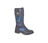 Cipriata ABELA L755 Ladies Floral Memory Foam Faux Fur High Leg Inside Zip Lace Up Boots (Navy/Floral, 9, UK Footwear Size System, Adult, Women, Numeric, Medium, 9)