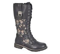Cipriata Abela Womens Boots High Leg Lace-up Memory Foam Boots Black Floral