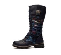 Womens High Biker Boots Cipriata Floral Faux Fur Autumn Festival Zip Up Shoes
