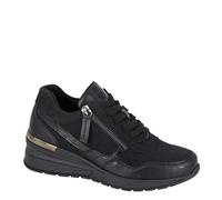 Cipriata L363A-6 ADA, Womens Zip Wedge Heel Glamour Trainers, Black,Size 6 UK