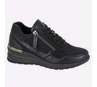 Cipriata L363A-3 ADA, Womens Zip Wedge Heel Glamour Trainers, Black,Size 3 UK