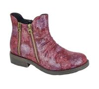 Cipriata Agatina L536 Ladies Memory Foam 3 Zip Flower Printed Casual Ankle Boots