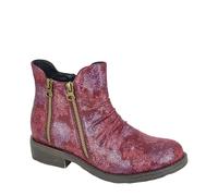 Cipriata Agatina Ladies' Zip Up Flower Printed Fashion Flat Ankle Boots