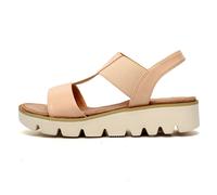 Cipriata Women's Wedge Sandal Aladina L221 Open Toe Elasticated Stretch Fit Nude Patent UK 8