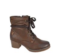 Cipriata Aleandra Ladies' 6 Eyelet Lace Zip Up Heeled Combat Boots