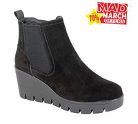 Cipriata AMINA L708 Ladies Suede Inside Zip Gusset Memory Foam Wedge Ankle Boots (Black, UK Footwear Size System, Adult, Women, Numeric, Medium, 3)