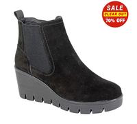 Cipriata AMINA L708 Ladies Suede Inside Zip Gusset Memory Foam Wedge Ankle Boots (Black, UK Footwear Size System, Adult, Women, Numeric, Medium, 3)