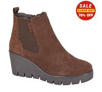 Cipriata AMINA L708 Ladies Suede Inside Zip Gusset Memory Foam Wedge Ankle Boots (Chocolate Brown, UK Footwear Size System, Adult, Women, Numeric, Medium, 3)