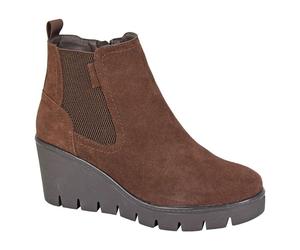Cipriata Amina Womens Suede Leather Designer Wedge Ankle Boots Brown