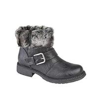 Cipriata ANDREANA Ladies Faux Fur Fold Down Biker Boots Black