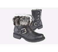 Cipriata ANDREANA Ladies Faux Fur Fold Down Biker Boots Black