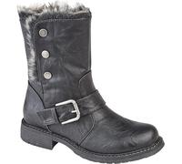 Cipriata ANDREANA Womens Faux Fur Fold Down Biker Boots Black