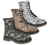 Cipriata Annetta Womens 8 Eyelet Side Zip Up Mid Ankle Boots - Grey - Floral - UK 8