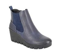 Cipriata ANNINA L606 Ladies Memory Foam Inside Zip Gusset Comfort Wedge Heel Ankle Boots (Navy Blue, UK Footwear Size System, Adult, Women, Numeric, Medium, 6)