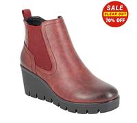Cipriata ANNINA L606 Ladies Memory Foam Inside Zip Gusset Comfort Wedge Heel Ankle Boots (Burgundy, UK Footwear Size System, Adult, Women, Numeric, Medium, 3)