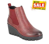 Ladies Cipriata Wedge Boots Zip Gusset Leather Chelsea Womens Comfort Shoe
