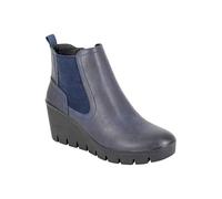 Cipriata ANNINA L606 Ladies Memory Foam Inside Zip Gusset Comfort Wedge Heel Ankle Boots (Navy Blue, UK Footwear Size System, Adult, Women, Numeric, Medium, 3)