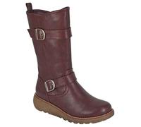 Cipriata ARCISA L741 Ladies Faux Fur Warm Lining Twin Buckle Inside Zip Mid-Length Boot (Burgundy, UK Footwear Size System, Adult, Women, Numeric, Medium, 8)