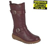 Cipriata ARCISA L741 Ladies Faux Fur Warm Lining Twin Buckle Inside Zip Mid-Length Boot (Burgundy, UK Footwear Size System, Adult, Women, Numeric, Medium, 3)