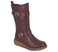 Cipriata ARCISA L741 Ladies Faux Fur Warm Lining Twin Buckle Inside Zip Mid-Length Boot (Burgundy, UK Footwear Size System, Adult, Women, Numeric, Medium, 3)