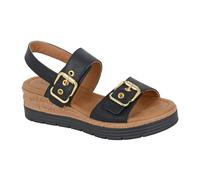 Cipriata Ladies Sandal L631A-5 Black Metallic Wedge Touch Fastening Size 5