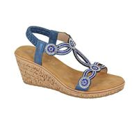 ShuCentre Cipriata Ora L524 Ladies Jewelled Elasticated Sling Back Smart Sandal (Blue, UK Footwear Size System, Adult, Women, Numeric, Medium, 8)