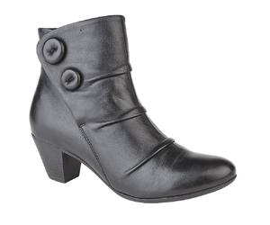 CIPRIATA EMMA L5045 Ladies Leather Ruched Vamp Inside Zip Button Fashion Boots