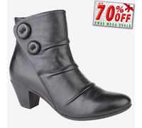Cipriata EMMA Womens Leather Button Zip Up Ankle Boots Black - UK 3