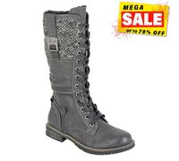 Cipriata Gabriela Womens Memory Foam Boots High Leg Zip Up Boots Grey