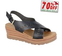 Cipriata Gavina Womens Designer Wedge Sling Back Fashion Casual Sandal Black