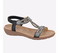 Cipriata Giada Womens Jewelled Beach Fashion Summer Sandal Black