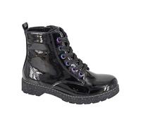 Cipriata Girls Adria Military/Combat Ankle Boots With Lace And Zip Fastening Patent Black