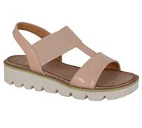 Cipriata L221BEP-3 ALADINA Womens Elasticated Wedge Sandal Nude Patent size 3 UK