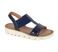 Cipriata L221NCP- 5 ALADINA Womens Elasticated Wedge Sandal Navy Patent size 5 UK